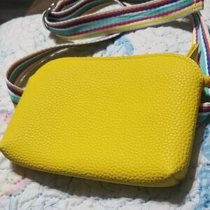 Nordstroms Yellow Crossbody Bag Fanny Pack with Multicolor Strap